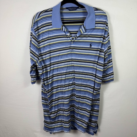 Polo Golf Blue Striped Polo Mens Size L - Picture 1 of 6